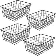 🧺 zraz metal wire baskets for farmhouse kitchen decor and food storage, organizer for household cabinets, pantry, bathroom, laundry room, garage - set of 4 (black) логотип