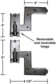 img 2 attached to 🏰 Black Wrought Iron Shutter Lift Off Pintle Hinges - 6.5" Colonial Pin Reversible Hinges for Doors, Windows, and Shutters with Hardware - Sold in Pairs by Renovators Supply Manufacturing