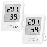 🌡️ 2 pack sxcd digital hygrometer indoor thermometer - accurate temperature humidity monitor meter with humidity gauge indicator. ideal for home, office, greenhouse. mini white hygrometer logo