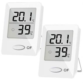 img 4 attached to 🌡️ 2 Pack SXCD Digital Hygrometer Indoor Thermometer - Accurate Temperature Humidity Monitor Meter with Humidity Gauge Indicator. Ideal for Home, Office, Greenhouse. Mini White Hygrometer