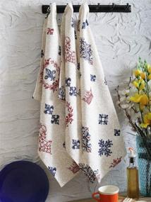 img 3 attached to 🍂 Plush Home 100% Cotton Eco-Friendly Vintage Printed Kitchen Towels - Soft and Highly Absorbent Dish Towels, Set of 3 for Thanksgiving Cleaning - Size 18"x28