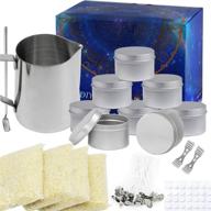 candle making kit for diy beeswax candles - includes candle 🕯️ pouring pitcher, beewax candles, centering devices, tins, wicks, wicks sticker & stir rod logo