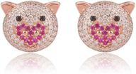 🐷 adorable and stylish: thefrigg sweet heart pig stud earrings in 925 sterling silver with rose gold plating - ideal for women and girls! logo