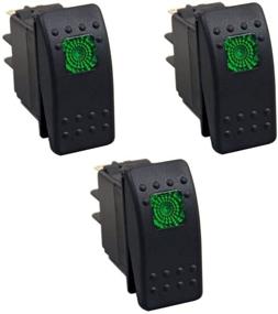 img 4 attached to XT AUTO 12V 20 Amp 3Pins Green Light Rocker Switch Kit 3-Pack