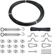 🔧 fil-fresh outdoor string light hanging kit - 60ft vinyl-coated stainless steel wire rope, includes hooks, screws, and globe light suspension components логотип