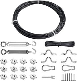 img 4 attached to 🔧 Fil-fresh Outdoor String Light Hanging Kit - 60ft Vinyl-Coated Stainless Steel Wire Rope, Includes Hooks, Screws, and Globe Light Suspension Components