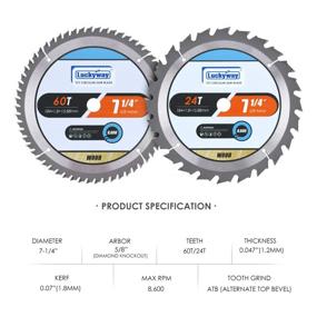 img 3 attached to Luckyway 2-Pack 7-1/4 Inch TCT Circular Saw Blades with 24T and 60T for Wood Cutting, 5/8 Inch Arbor