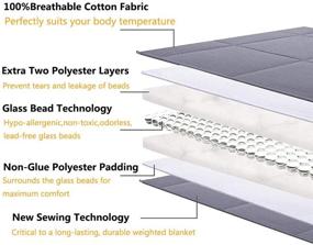 img 3 attached to Охлаждающее грузовое одеяло SLEPZON: 15 фунтов, размер Queen для взрослых 140-180 фунтов - нет утечки стеклянных бисерин - 100% бамбуковая вискоза - серое.