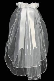 img 1 attached to 👰 Swea Pea & Lili 24" White Veil with Organza & Crystal Flowers and Satin Bows- Medium - Elegant Bridal Accessory