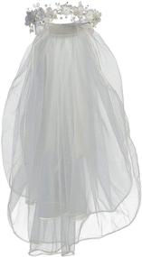 img 2 attached to 👰 Swea Pea & Lili 24" White Veil with Organza & Crystal Flowers and Satin Bows- Medium - Elegant Bridal Accessory
