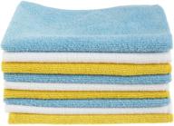 🧽 amazon basics 12x16 microfiber cleaning cloth pack of 24 - blue, white, yellow logo