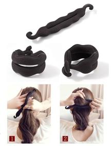 img 1 attached to 🎀 Black Hair Accessories for Women - Topsy Tail Hair Braiding Tools, Haircut Clamp, Hair Bun Clip Maker Pads, Hairpins, Roller Braid, Twist Sponge, and Hair Ponytail Tools to Achieve Various Hair Styles