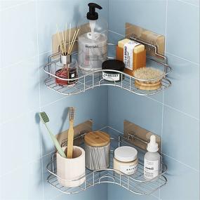 img 4 attached to 🛁 Coidak 2 Pack Shower Corner Caddy Bathroom Hanging Shelf - Traceless Adhesive Hooks, No Drilling Shower Caddy Basket Corner Shelf Stand Storage Organizer for Bathroom Kitchen and Toilet