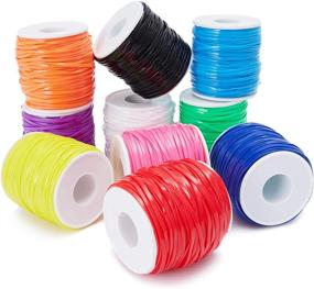 img 1 attached to 🌈 10-Pack Plastic Lacing Cord, 50 Yards, Jewelry Making Supplies - Vibrant Rainbow Colors (2.5 x 1mm)