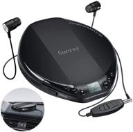 🎧 gueray portable cd player with high-resolution lossless digital audio, in-line control for 3.5mm headset, anti-skip protection, lcd display, programmed play - black, ideal for car and kids logo