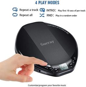 img 1 attached to 🎧 Gueray Portable CD Player with High-Resolution Lossless Digital Audio, In-line Control for 3.5mm Headset, Anti-Skip Protection, LCD Display, Programmed Play - Black, Ideal for Car and Kids