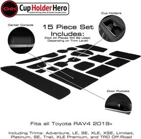 img 2 attached to Аксессуары для Toyota RAV4 2019-2022: набор премиум-интерьера CupHolderHero - негладкие вставки для держателей стаканов, коврики для вставок, карманные вставки для дверей - цвет черный (15 шт.)