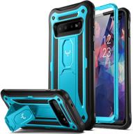📱 youmaker kickstand case for galaxy s10 plus: full body protection with fingerprint id, shockproof cover - blue logo