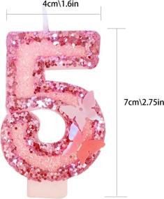 img 1 attached to Dadybaby Pink Glitter Number 5 Birthday Candles - Handmade Sequin Candle for Happy Birthday Cake