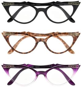 img 3 attached to 👓 Eyekepper Spring Hinge Striped Reading Glasses (Set of 3 Pairs) for Men + Sunshine Readers (+2.50), in Black, Tortoise, and Purple Transparent