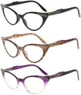 👓 eyekepper spring hinge striped reading glasses (set of 3 pairs) for men + sunshine readers (+2.50), in black, tortoise, and purple transparent logo