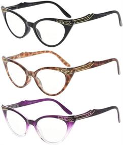 img 4 attached to 👓 Eyekepper Spring Hinge Striped Reading Glasses (Set of 3 Pairs) for Men + Sunshine Readers (+2.50), in Black, Tortoise, and Purple Transparent