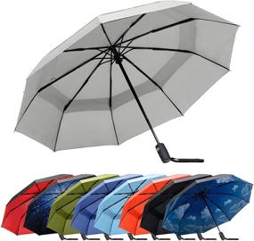 img 4 attached to RainPlus Black Galaxy Automatic Umbrella Umbrellas in Folding Umbrellas