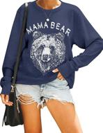 🐻 blooming jelly women's mama bear sweatshirt: cute long sleeve top with loose fit and cozy crewneck pullover логотип