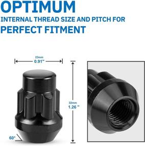 img 1 attached to 20-Count Set of SIZZER M12x1.25 Long Lug Nuts - 1.26” Length, 5-Spline Bulge Acorn Style, Black Finish, Includes Socket Key - Ideal for Aftermarket 12mmx1.25 Wheel Lug Nut Replacement