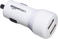 🔌 amazon basics 4-pack 24w dual usb car charger: compatible with apple and android devices. charge on the go! logo