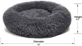 img 1 attached to 🐱 PHABULS Indoor Cat Bed - Soft Plush Pet Cushion for Improved Sleep - Faux Fur Anti-Anxiety Machine Washable Fluffy Orthopedic Puppy Beds - Small Dogs and Cats (16" × 16")