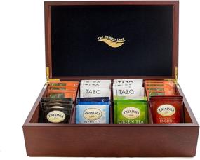 img 2 attached to 🍵 Bamboo Leaf Tea Box Storage Organizer with 8 Compartments and Solid Lid (Cherrywood): Perfect for Organizing Tea Collections