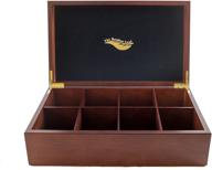 🍵 bamboo leaf tea box storage organizer with 8 compartments and solid lid (cherrywood): perfect for organizing tea collections logo