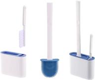 🚽 vdkidkt toilet brush cleaner set, silicone brush with small cleaning brush, bendable & flexible brush head for easy toilet corner cleaning, floor standing & wall mounted - blue logo