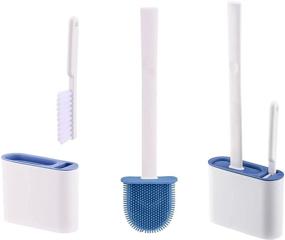 img 4 attached to 🚽 VDKIDKT Toilet Brush Cleaner Set, Silicone Brush with Small Cleaning Brush, Bendable & Flexible Brush Head for Easy Toilet Corner Cleaning, Floor Standing & Wall Mounted - Blue