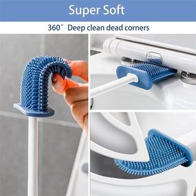 img 2 attached to 🚽 VDKIDKT Toilet Brush Cleaner Set, Silicone Brush with Small Cleaning Brush, Bendable & Flexible Brush Head for Easy Toilet Corner Cleaning, Floor Standing & Wall Mounted - Blue