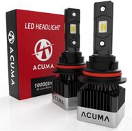 💡 acuma 9007 hb5 led лампы фар: супер яркие 10000lm c чипами acme-xs led, двойные лампы с переключением – водонепроницаемость ip68, холодный белый 6000k, подключить и использовать логотип