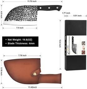 img 3 attached to Premium Serbian Chefs Knife - Hand-Forged Full Tang Butcher Knife with Leather Sleeves for Kitchen, Camping, BBQ - imarku 7 Inch Cleaver Knife