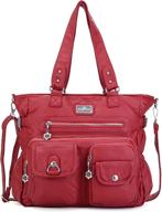 angelkiss women's pu tote satchel bags: stylish & functional handbags with pockets & shoulder straps logo