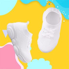 img 1 attached to 👶 Breathable Cotton Mesh Sneakers for 1-4 Year Olds: Slip-on Trainer Shoes for Baby's First Steps, Perfect for Boys and Girls - Ideal for Outdoor Play