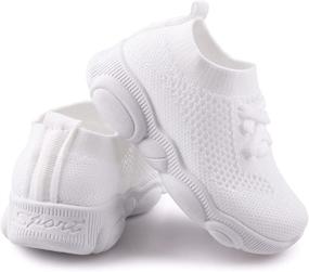 img 4 attached to 👶 Breathable Cotton Mesh Sneakers for 1-4 Year Olds: Slip-on Trainer Shoes for Baby's First Steps, Perfect for Boys and Girls - Ideal for Outdoor Play