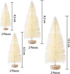 img 2 attached to 🎄 8pcs Mini Pine Tree Artificial Christmas Tree with Snow Frost, Wood Base - Home Table Top Decor, Christmas Ornaments, DIY Craft (Beige)