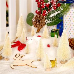 img 3 attached to 🎄 8pcs Mini Pine Tree Artificial Christmas Tree with Snow Frost, Wood Base - Home Table Top Decor, Christmas Ornaments, DIY Craft (Beige)