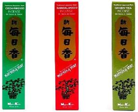 img 1 attached to Nippon Kodo Morning Star Incense Bundle: Authentic Japanese Premium Incense Sticks - Cedarwood, Sandalwood, Green Tea (3 x 50 Sticks Boxes)