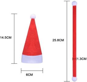 img 3 attached to 🎅 Набор из 10 миниатюрных рождественских шапочек Санта-Клауса и 10 миниатюрных рождественских шарфиков | Держатели столовых приборов, оболочки для конфет, украшения для винных бутылок - Набор из 20