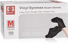 img 1 attached to 🧤 100pcs Disposable Medical Synmax Vinyl Exam Gloves - Latex-Free & Powder-Free - Medium Size in Black