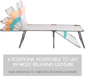 img 1 attached to 🏖️ PORTAL Adjustable Folding Reclining Lounger Beach Bed Cot, Grey - Set Up Size: 76&#34; (L) X 25&#34; (W) X 15.75&#34; (H)