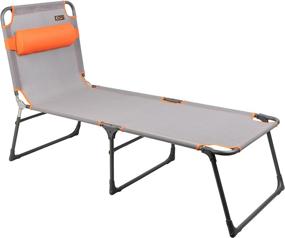 img 3 attached to 🏖️ PORTAL Adjustable Folding Reclining Lounger Beach Bed Cot, Grey - Set Up Size: 76&#34; (L) X 25&#34; (W) X 15.75&#34; (H)