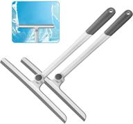 🛁 grey silicone handle shower squeegee set - ideal for shower doors, glass doors, bathroom, mirrors, windows, cars, and tile walls - 12 inch, 2 pack logo
