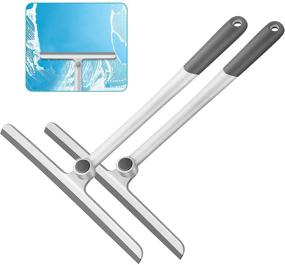 img 4 attached to 🛁 Grey Silicone Handle Shower Squeegee Set - Ideal for Shower Doors, Glass Doors, Bathroom, Mirrors, Windows, Cars, and Tile Walls - 12 Inch, 2 Pack
